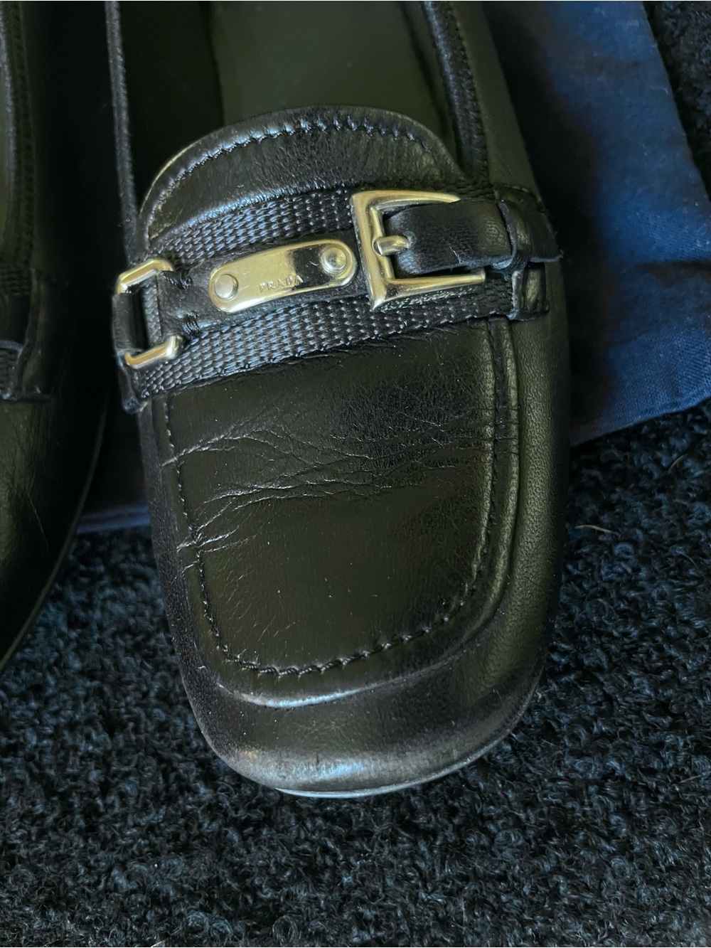 PRADA Car Shoe Black Flats with Dust Bag - Picture 4 of 12
